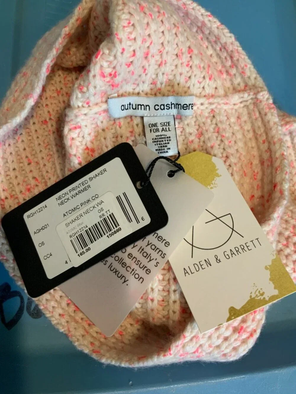 Autumn Cashmere Cream Neon Shaker Neck Warmer Cowl NWT $165